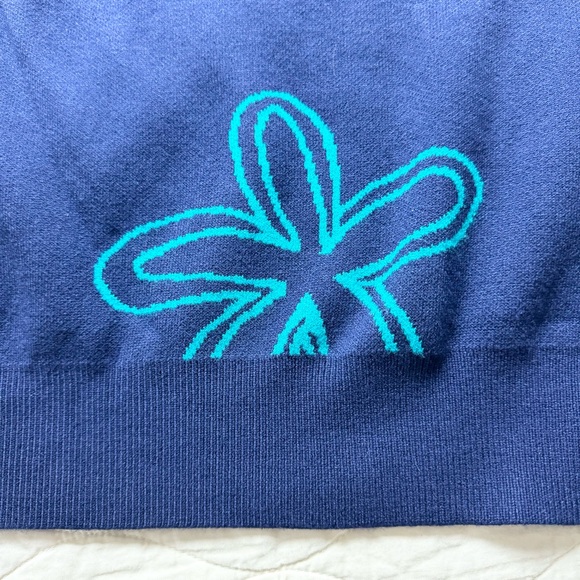 Dokotoo Floral Knit Sweater Boho Crew Neck GrandmaCore Long Sleeve Navy XL NWT - Picture 5 of 14